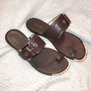Michael Kors brown and gold Sandals